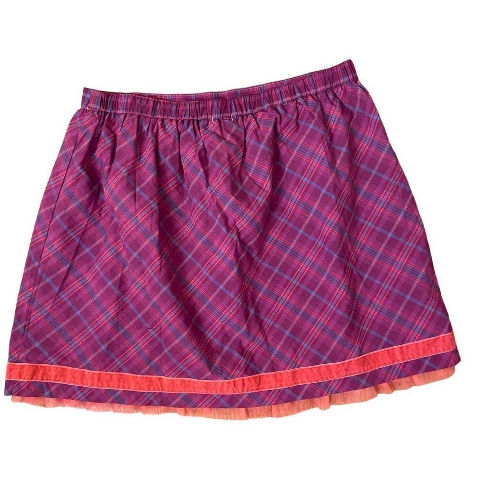 NEW Matilda Jane Tinsley Plaid Skirt Magenta Elastic Waist Large - Picture 2 of 4